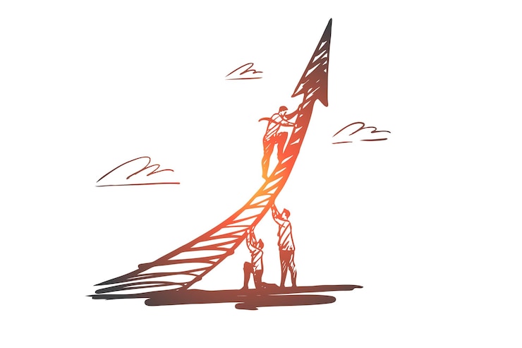 Vector ambition, success, growth, motivation, progress concept. hand drawn ambitious businessman concept sketch.