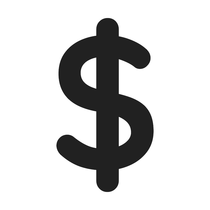 Vector american dollar usd currency sign black silhouette