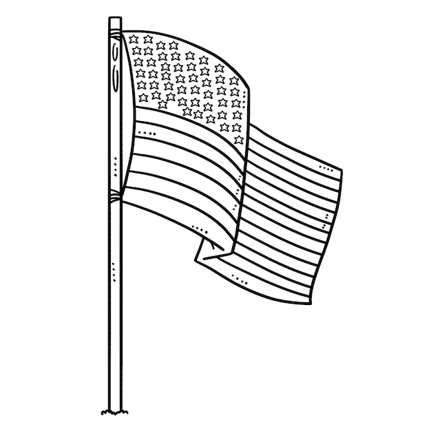 American Flag Isolated Coloring Page for Kids