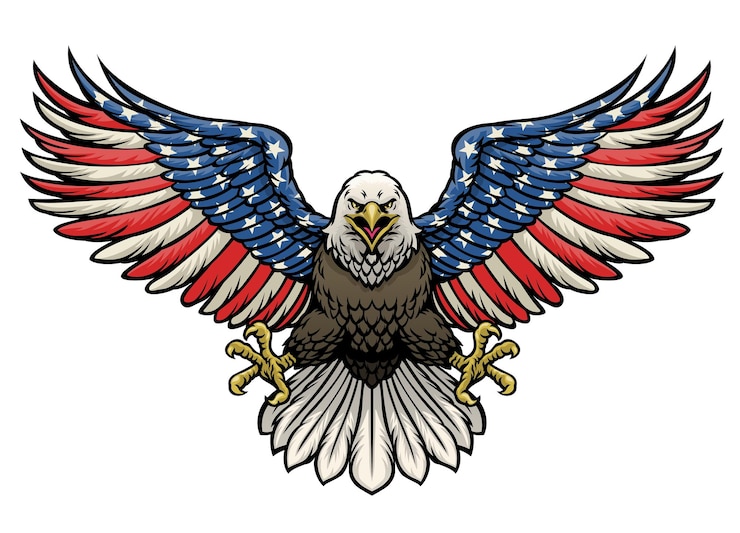 Vector american flag painted bald eagle