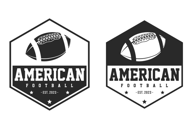 American Football sport logo Vintage football logo with ball American Football retro logo