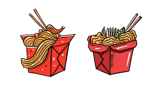 An illustration of a box of noodles and a box of noodles.
