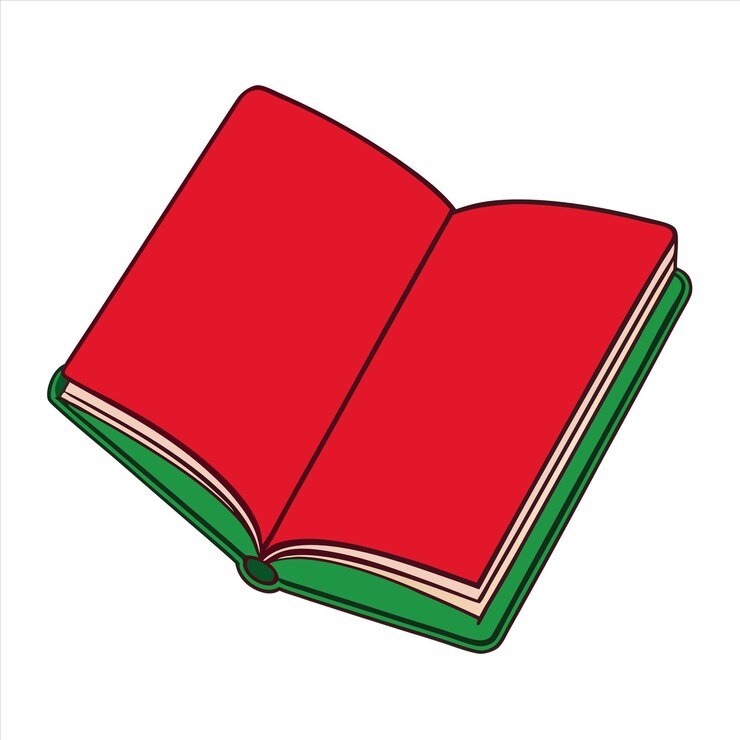 Vector an illustration of a red book with green pages and a green band