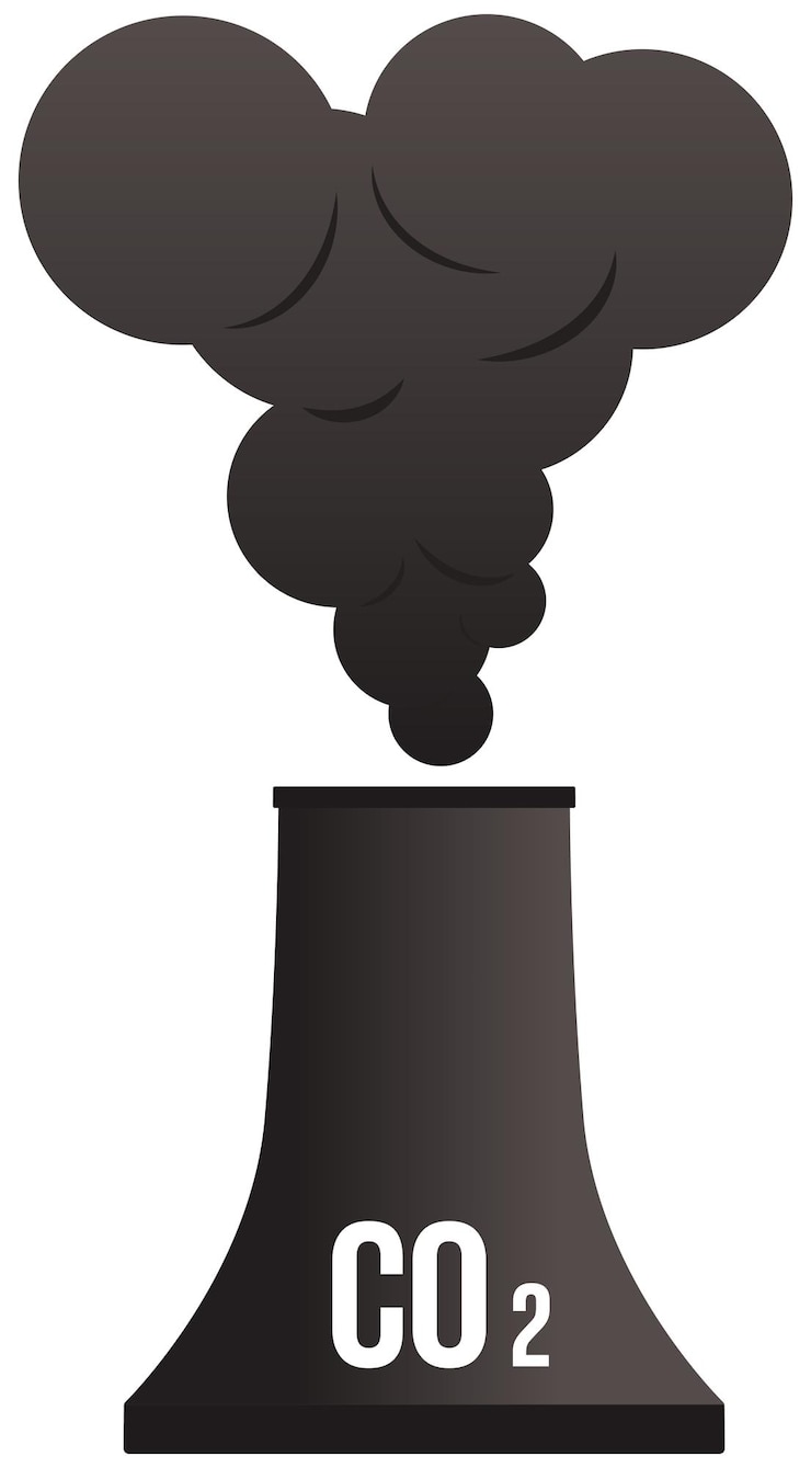 Vector an industrial chimney and puffs of dark smoke. the concept of not burning fuel.