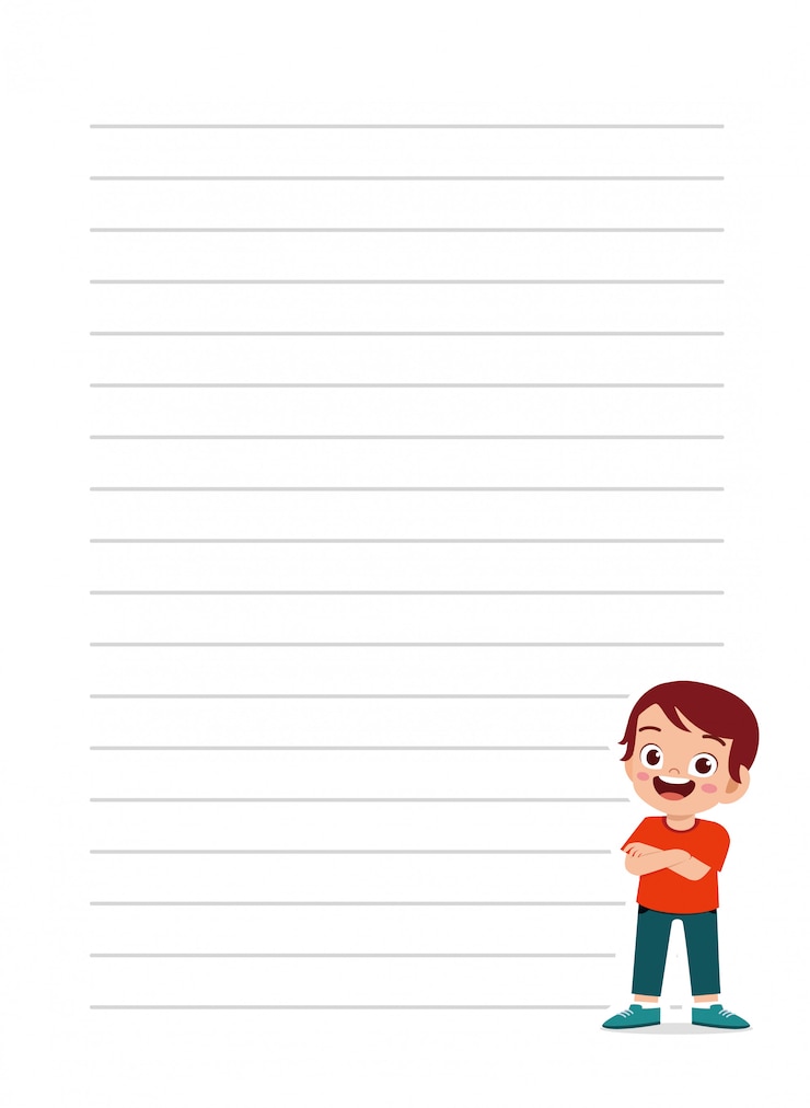 Vector anak laki-laki kecil yang lucu dan bahagia, buku catatan sekolah