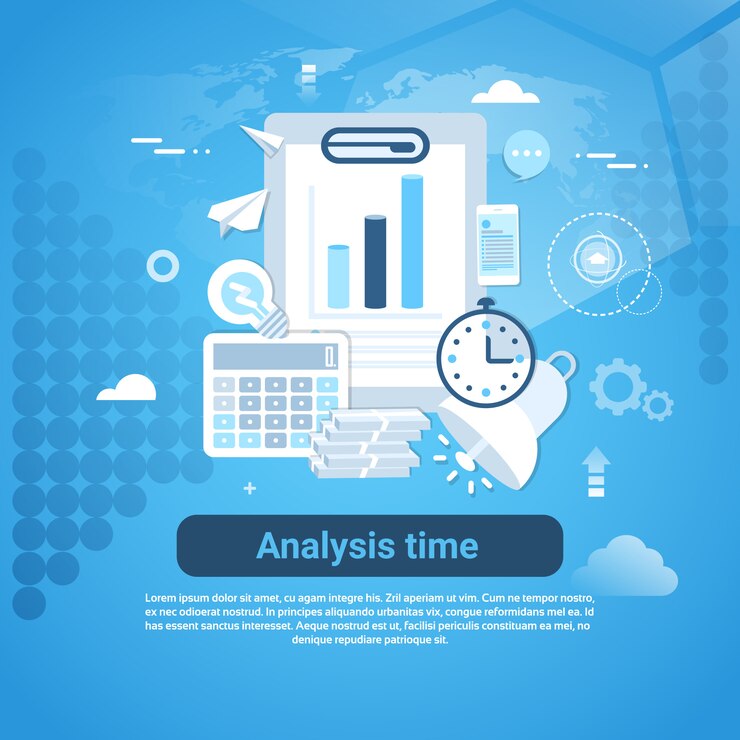Vector analysis time template web banner with copy space