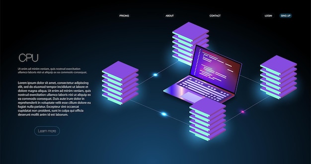 Analysis trends and software development coding process concept. Programming, testing cross platform code Server room data center. Backup, mining, hosting, mainframe, farm.