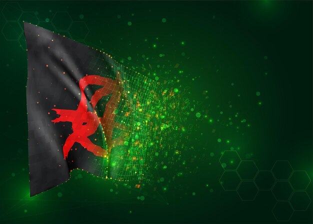 anarchy, 3d flag on green background with polygons