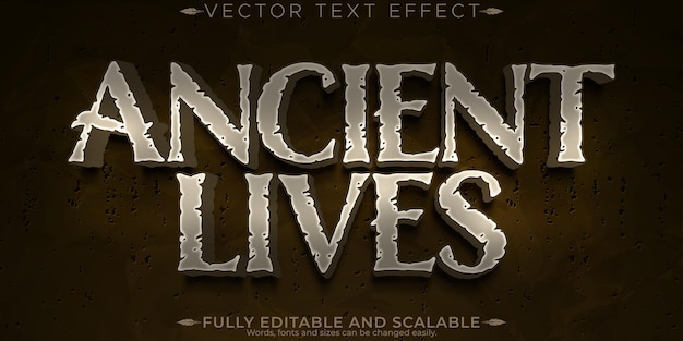 Ancient editable text effect editable rock and stone text style