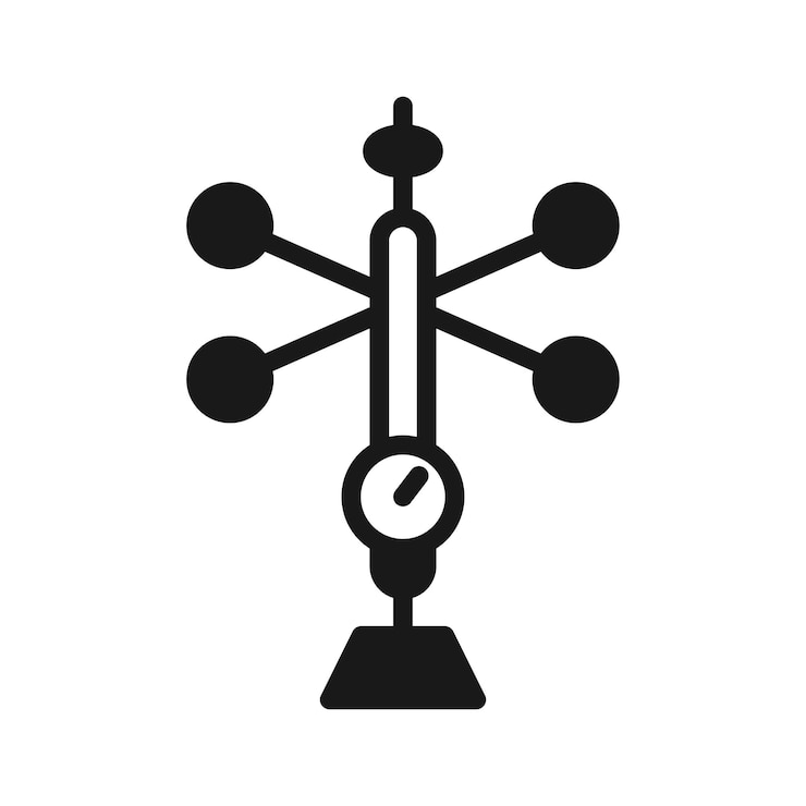 Vector anemometer line icon isolated on white background