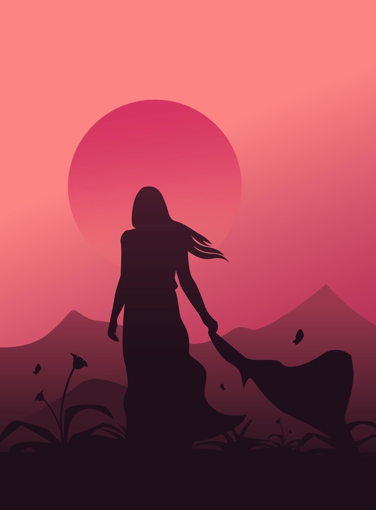 Vector angel in desert illustration