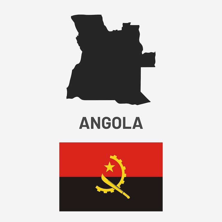 Vector angola map and flag