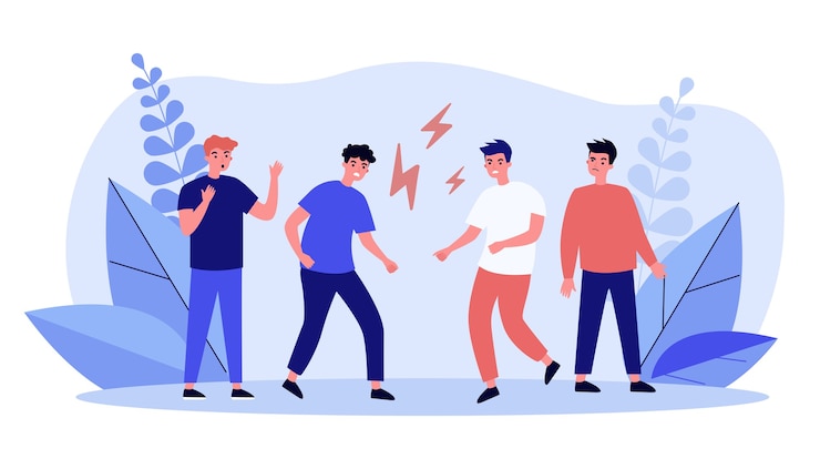 Vector angry guys fighting hand-to-hand.