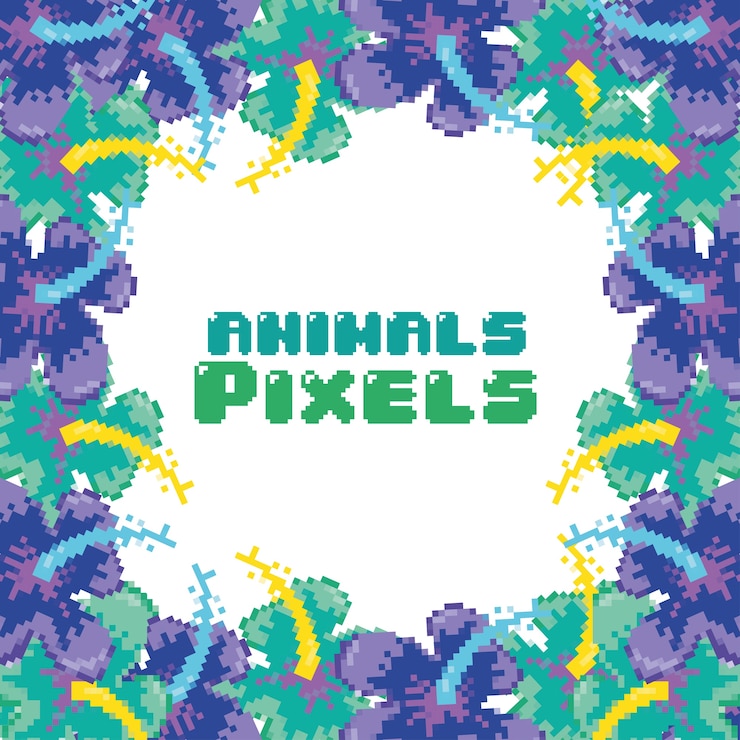 Vector animals pixels frame