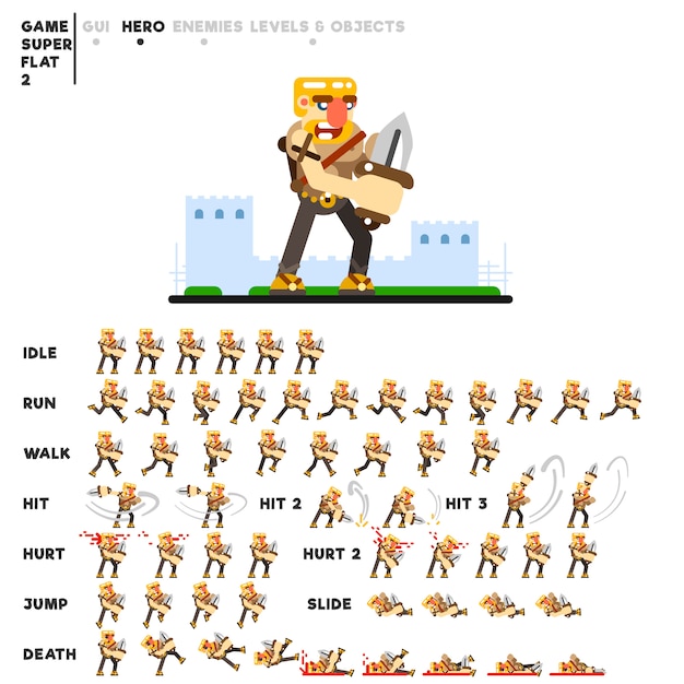 animation of a warrior with a knife for creating a video game