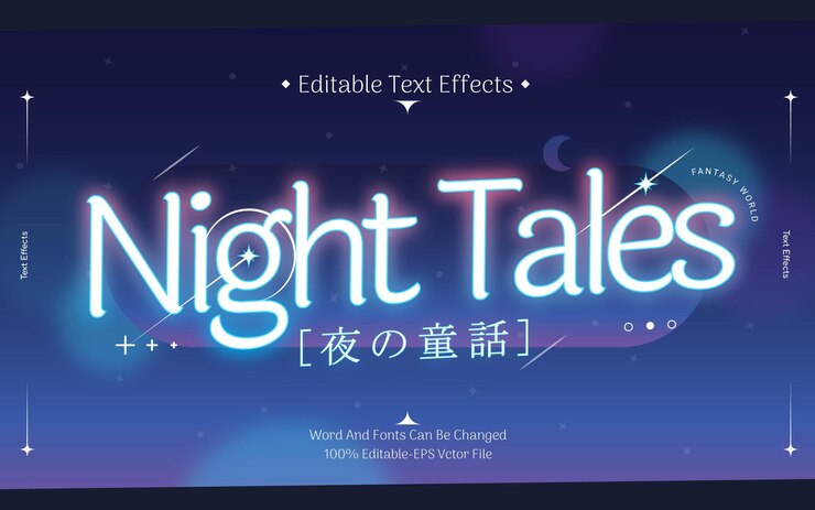 Vector anime vtuber elegant text effects