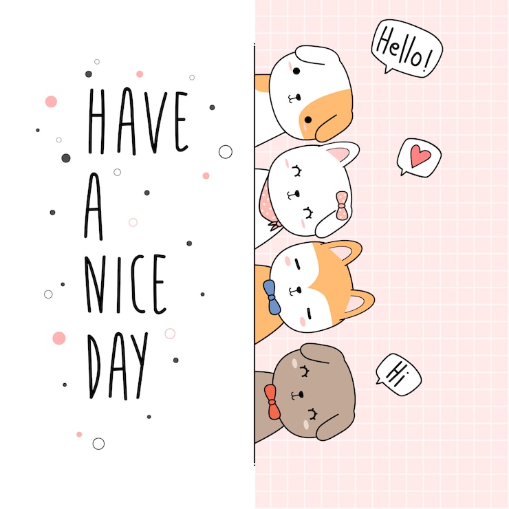 Vector anjing anak anjing lucu yang menggemaskan menyapa kartun doodle