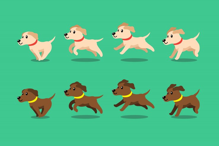 Anjing Labrador Retriever karakter kartun sedang berlari