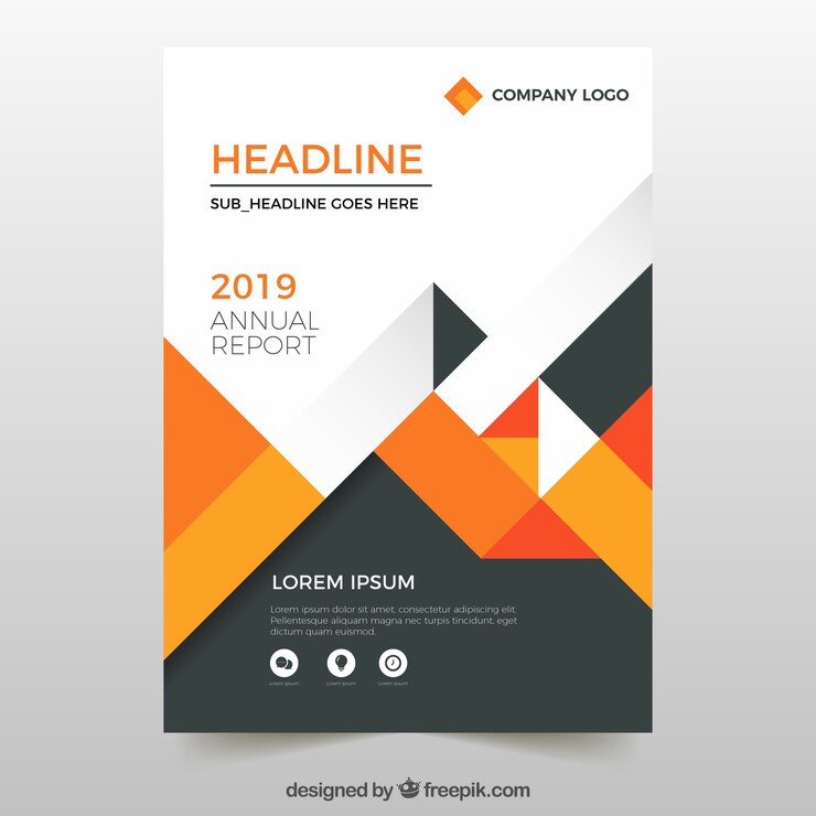 Vector annual report design in geometric style