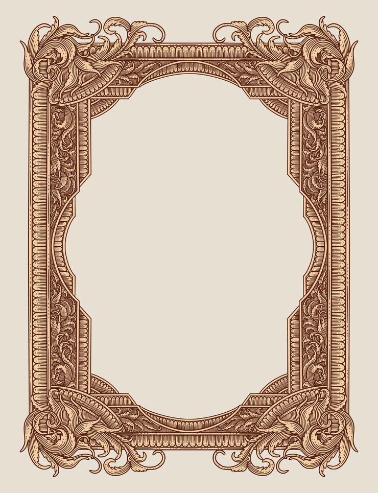 Vector antique gold frame engraving vector illustration