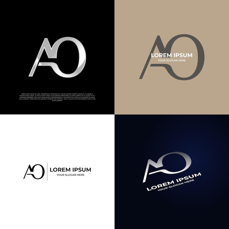 Vector ao initial modern typography emblem logo template for business