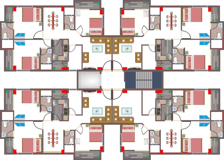 Vector apartment plan top view flat vector illustration interior architecture