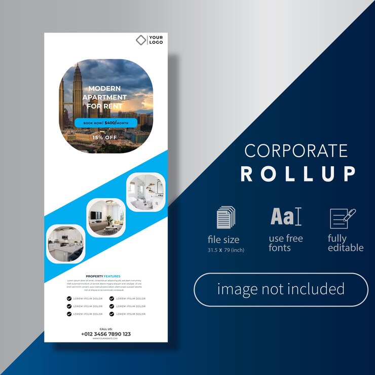 Vector apartment rental roll up banner