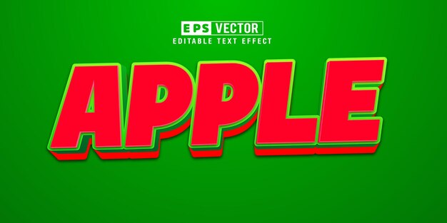apple 3d editable text effect vector with background