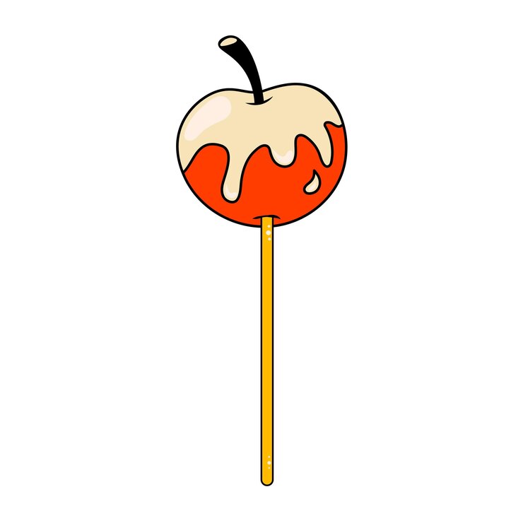 Vector apple in caramel on a stick isolated element