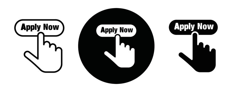 Vector apply now outline icon collection or set apply now thin vector line art
