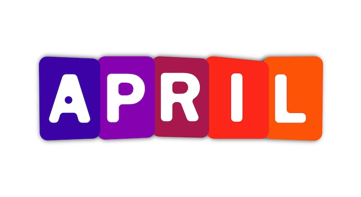 Vector april colorful vector mixed color white background typography banner calligraphy
