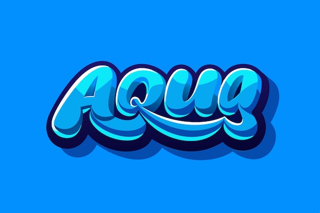 aqua 3d cartoon style text effect