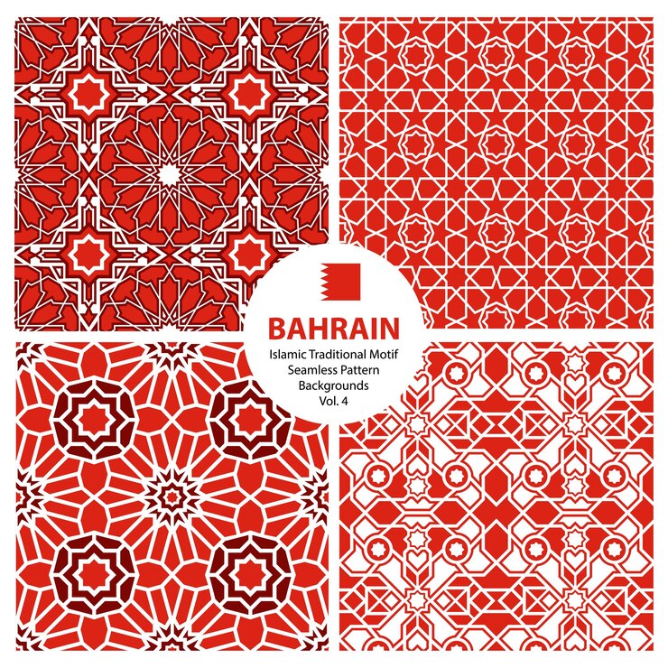 Vector arabesque bahrain pattern traditional seamless design set
