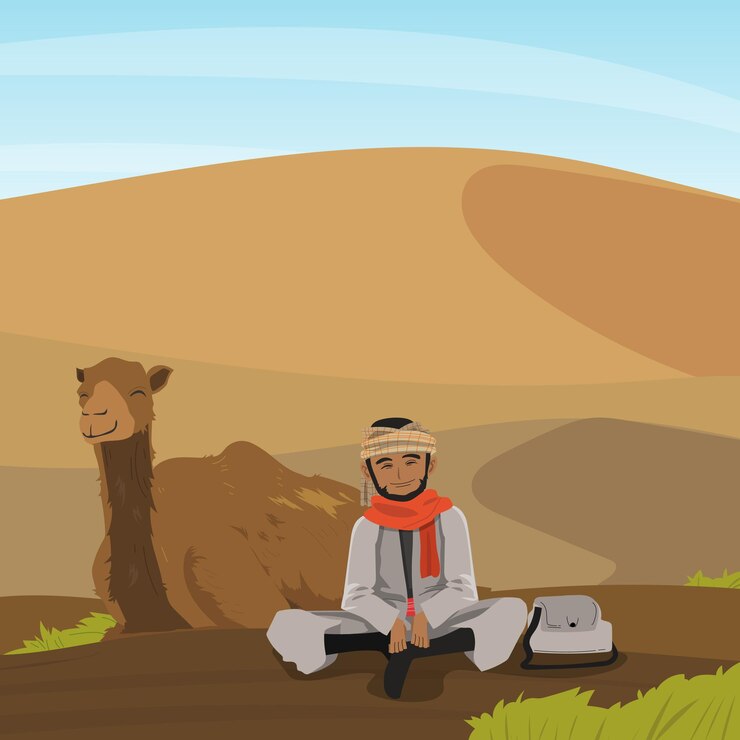 arabian and his camel illustration