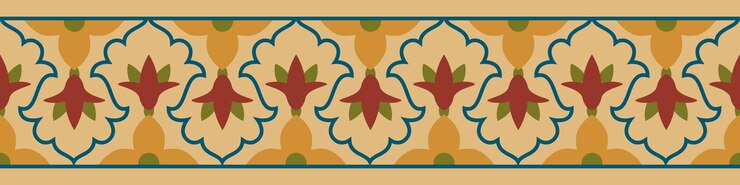 Vector arabic floral seamless border traditional islamic design mosque decoration element