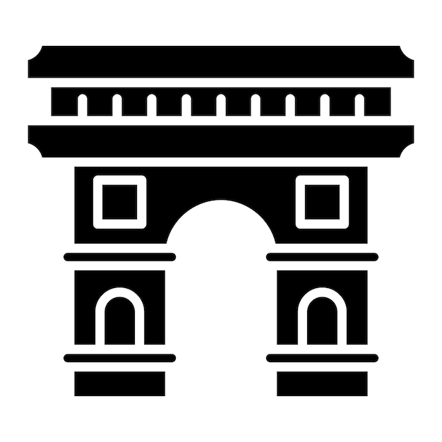 Arc De Triomphe Glyph Solid Black Illustration