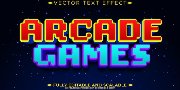 arcade text effect editable pixel and retro text style