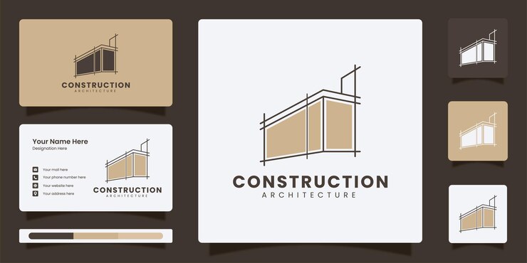 Architecture and construction line art logo template with business template