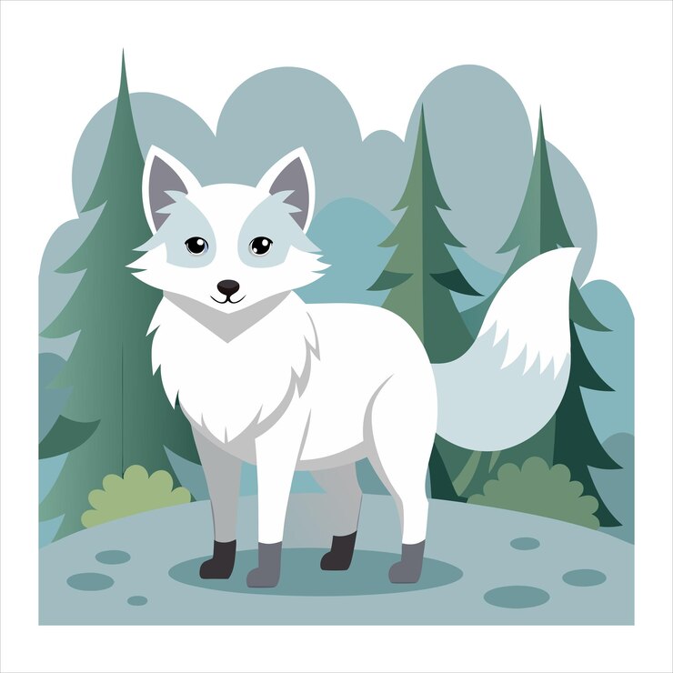 arctic fox vector art wildlife animal illustration winter cold climate fox design northern an