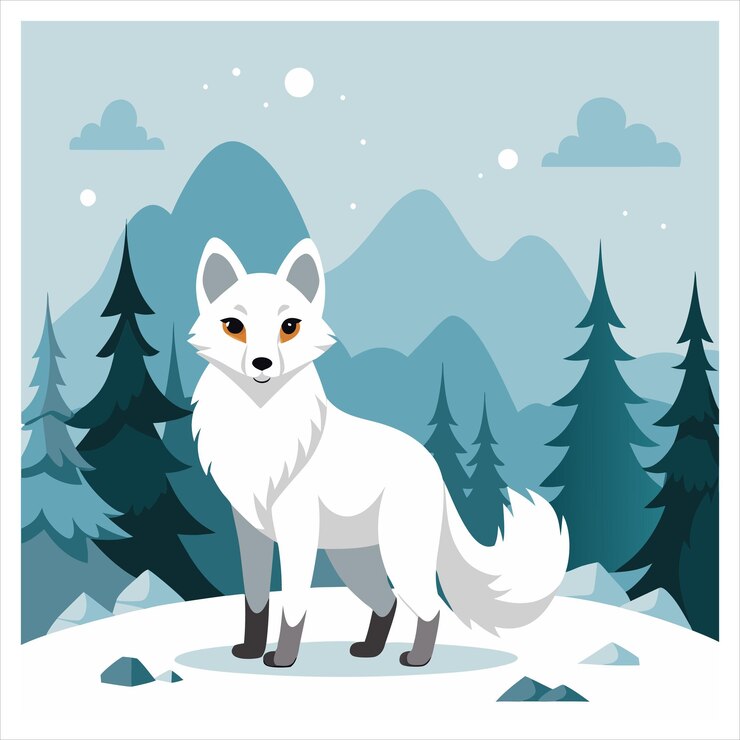 arctic fox vector art wildlife animal illustration winter cold climate fox design northern an