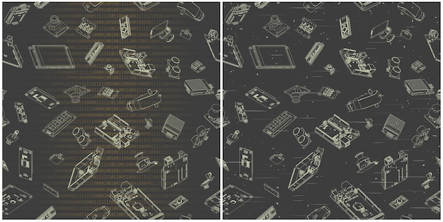 Arduino hardware seamless blueprints illustration