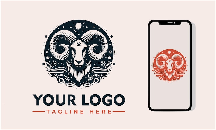 Vector aries vector logo design aries zodiac sign sheep logo vector for zodiac sign group