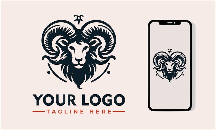 Vector aries vector logo design aries zodiac sign sheep logo vector for zodiac sign group
