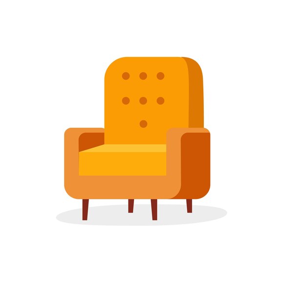 Armchair in cartoon style is insulated on white background Icon for web easy to use