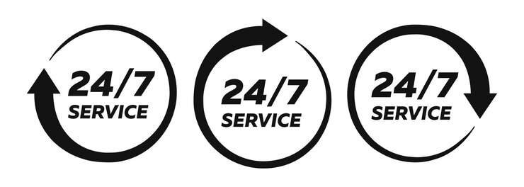 Around the clock service icon set. Vector illustration