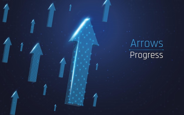 arrow at wireframe plexus style on dark background