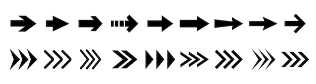 Arrow icon Arrows logo Set arrow icons Collection arrows sign Black arrow icon set Vector illustration