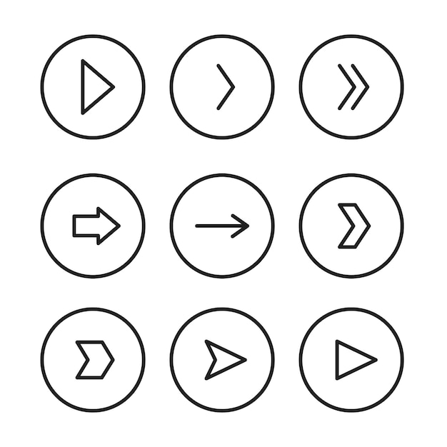 arrow in round icon set for your design vector right concept in flat style