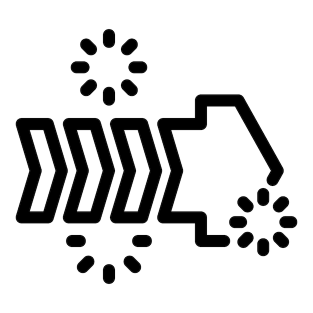Arrow moving forward with loading circles representing progress