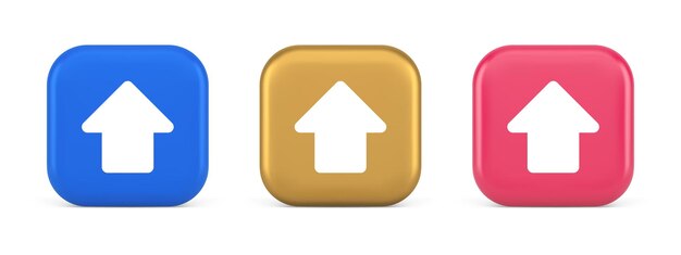 Arrow up button directional pointer cyberspace cursor 3d realistic icons